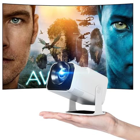 HausKit Mini Proiettore 4K con WiFi e Bluetooth, 15000 Lumens,Portatile Proiettore con Correzione Automatica Trapezio. Smart con Android, perfetto per film a casa,fornito con cavo HDMI,bianco