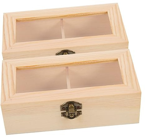 GALPADA 2stücke Schmuckaufbewahrungsbox Aus Holz Mit Sichtfenster Tragbarer Schmuck-organizer-etui Für Ringe Ohrringe Anhänger Geeignet Für Schlafzimmer Wohnzimmer Und Geschäft Zur Ordentl