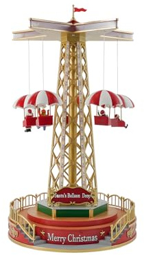 Wintem Carrusel navideño en Movimiento con música y Luces LED – Ideal para Decorar casa o pueblos de Navidad Durante el período navideño – Fabricado en Materiales Resistentes – 44,5 x 24,5 x 24,5 cm