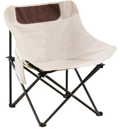 PLHBVDFWE Tragbarer Campingstuhl, klappbarer Strandstuhl für den Außenbereich mit Anti-Sink-Rückenstütze mit großen Füßen, ultraleichter, kompakter Campinghocker für Camping und Angeln, Beige