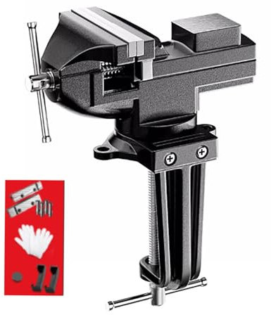 Morsa Da Banco Professionale,Morsa Da Tavolo,Morsetti Da Lavoro,Larghezza Ganasce 80 Mm,Con Base Rotante a 360 Gradi,Adatta Per La Lavorazione Del Legno, Il Taglio, l'Incisione, La Rettifica,Ecc.