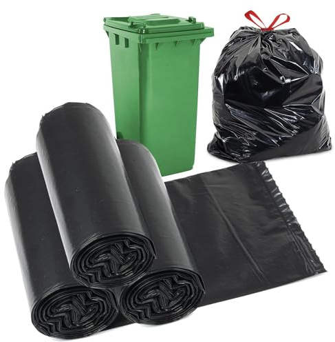 GEEZY 130 Litre Large Black Bin Bags, Pack of 30 Garbage Bags, 100 x 80cm | Recyclable refuse sacks fit oversized waste cans. Anti-drip bin liners for home, office, kitchen, commercial, DIY & caterers.