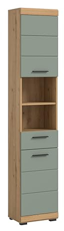 xonox.home - Hochschrank Scout 37x191x31 cm in Artisan Eiche und Salbei - Badmöbel Badset Badezimmerkombination - robust und langlebig Pflegeleichte Oberfläche erstklassige Qualität