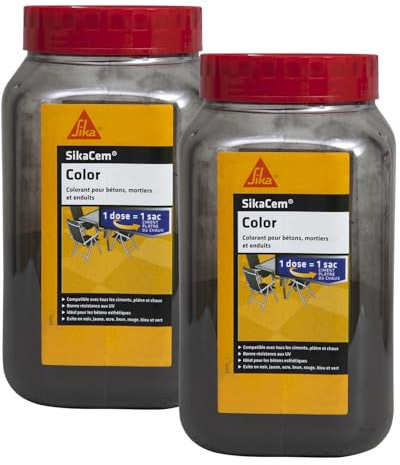 SIKA - Colorant en poudre pour ciment/chaux/plâtre - SikaCem Color Noir - Couleur uniforme - Résistant aux UV - Ne modifie pas le temps de prise des mortiers - Dosage facile - 700g (Lot de 2)
