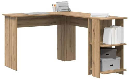 vidaXL Escritorio de Esquina Roble Artesanal 140 x 113,5 x 75 cm, Escritorio Moderno en Esquina, estación de Trabajo L, Ahorra Espacio y Tiene Almacenamiento, ergonómico para casa