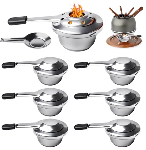 6 stycken brännare fondue-brännare, brännpasta i rostfritt stål, pastbrännare matvärmare spiritusbrännare alkoholkokare varmhållningsbehållare brännbehållare för hot pot, torr kruka kök, grillning