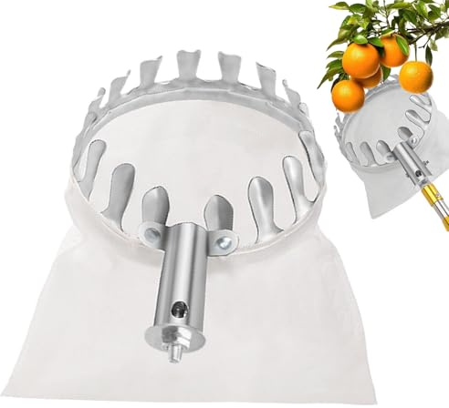 Cueille-Fruits avec collecteur - en métal léger - avec Sac en - Outil de récolte de Fruits Portable pour Le Jardin, Le Jardin fruitier et la Ferme - 24 x 18 x 15 cm