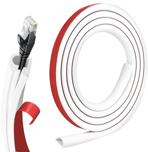 JagFond Gaine de câble blanche de 2 m pour câbles électriques, cache-câbles blancs, en PVC souple, ouverture latérale, caches de rangement de câbles pour câbles muraux flexibles pour ligne électrique