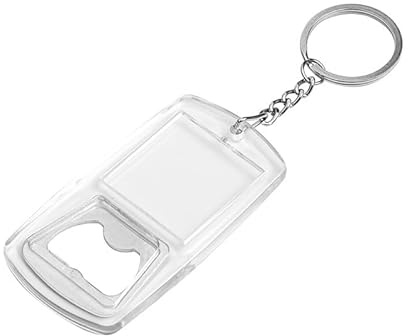 Portachiavi Apribottiglie in Plastica Trasparente con Anello Cromato Porta Cartoncino Personalizzabile 4,5x8,3 cm Gadget Promozionale e Regalo Multifunzione Personalizzabile (50)