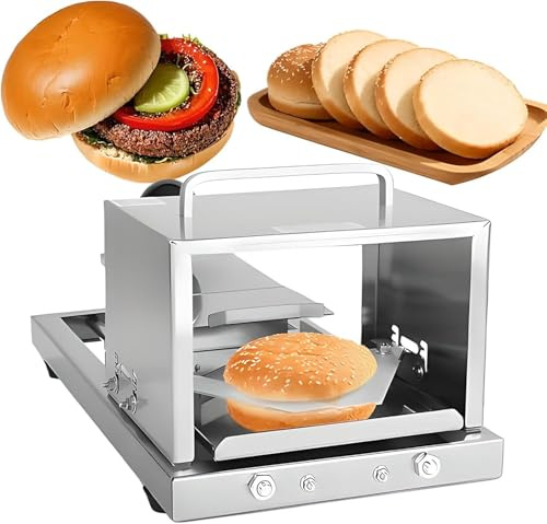 Cortador de pan manual con hoja de acero inoxidable y grosor ajustable para pan, bollos y sándwiches