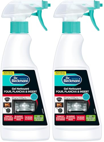 Dr. Beckmann - Gel Nettoyant Four, Plancha et Insert - Spray Nettoyant Vitre Insert Cheminée - Dégraissant Cuisine Efficace À Base de Bicarbonate de Soude - Odeur D'Agrume Douce - 375ml (Lot de 2)