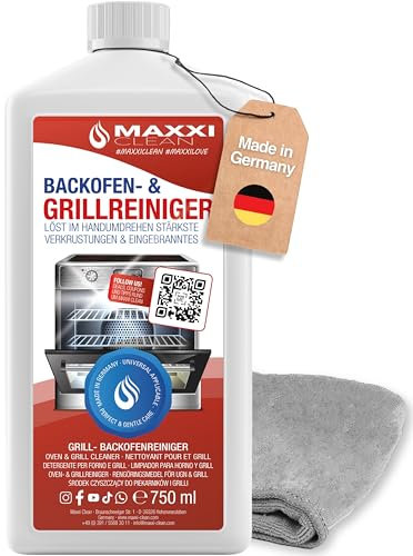 Maxxi Clean | Kit complet de nettoyage pour four et grill | 750 ml de gel, 1x chiffon en microfibres | nettoyant et dégraissant auto-nettoyant | pour four, plaque de cuisson & grill