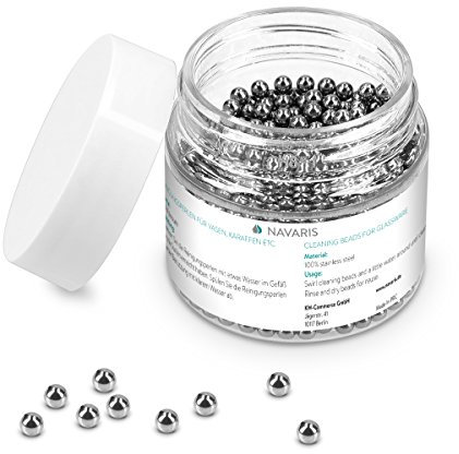 Navaris Perline in Acciaio per Pulizia caraffe - Perle pulenti per Bottiglie brocche vasi Decanter contenitori Vetro - 1.000 Sfere Cleaning Balls