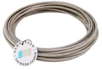 20 Meter Edelstahldrahtseil 7x7-1mm/1,5mm PVC-transparent ummantelt V4A Inox rostfrei Drahtseil Stahlseil Geländerseil