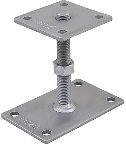 PITZL Pfostenträger Typ 11009.1100 ZiNiP beschichtet mit Gewindestange, Silber