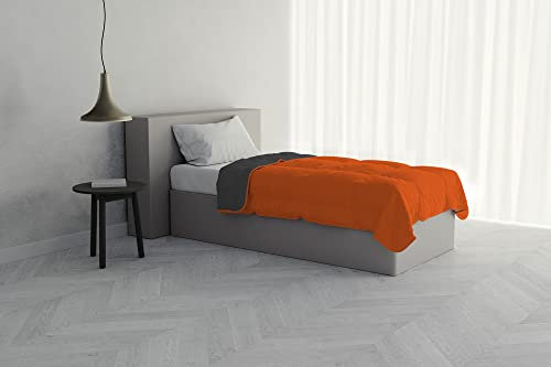 Italian Bed Linen Piumino Estivo, Microfibra, Arancio/Grigio Scuro, 1 Posto