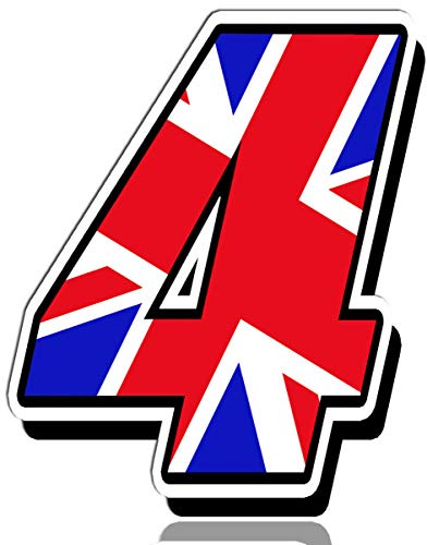 Biomar Labs® 1 x Vinyl UK Flag Sticker Union Jack Great Britain National England Auto Moto Motocross Motosport Start Racing Number 4 Rally Race Car Bike Motorcycle Tuning N 294