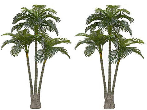 AMERIQUE Künstliche Palme, 3 Fuß, aufstellbar, 3 Stämme, echte Touch-Technologie, mit UV-Schutz, hochwertig, 13,3 cm, Grün, 2 Paar