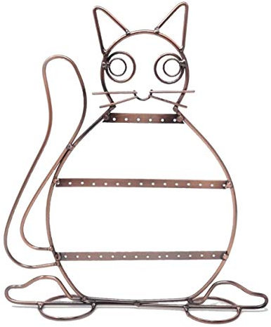 R&F srls Espositore Porta Orecchini Gatto Coda Rame portagioie portaorecchini