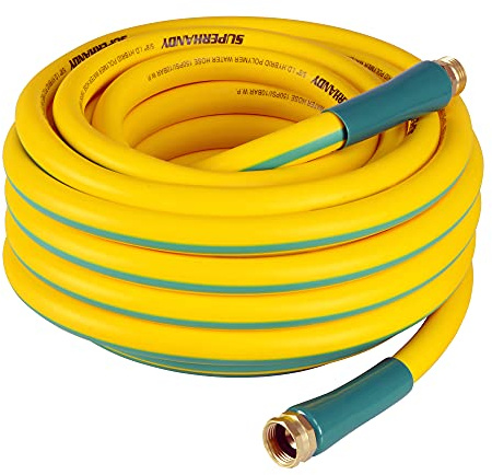 SuperHandy Garden Water Hose 13mm(1/2) x 15m(50'ft) Heavy Duty Premium Commercial Ultra Flex Hybrid Polymer Hose Max Pressure 150 PSI/10 BAR with 3/4 Plastic Connector