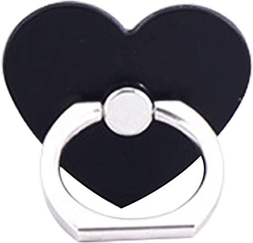 MuStone - Supporto ad anello per cellulare, a forma di cuore, con rotazione a 360°, per tutti gli smartphone, iPhone, Samsung (nero)