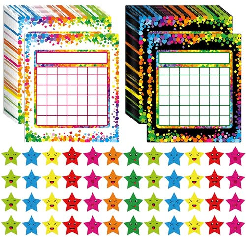 66 Belohnungstafel/Star Chart in 2 Designs mit 2024 Sternstickern