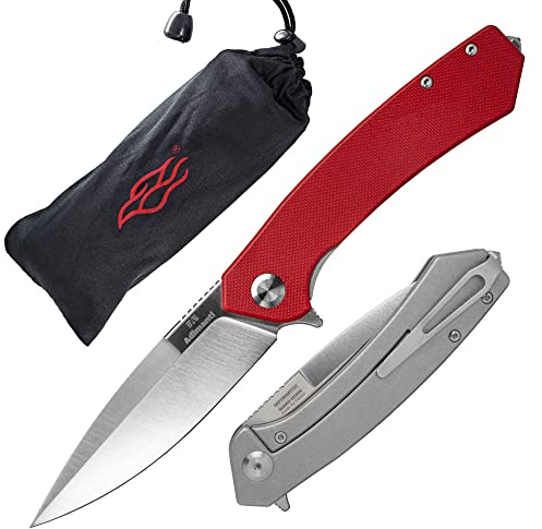Firebird GANZO Adimanti Skimen-RD Taschen-Klappmesser, G10-Griff mit Clip und Glasbrecher, D2 Stahlklinge, Jagd, Angeln, Camping, Outdoor, EDC-Messer (Rot)