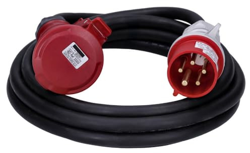 Voxura CEE-Kabel Verlängerungskabel Starkstromkabel 5-polig 400V H07RN 5G 6 32/5 32A IP44 Phasenwender Starkstrom 5m