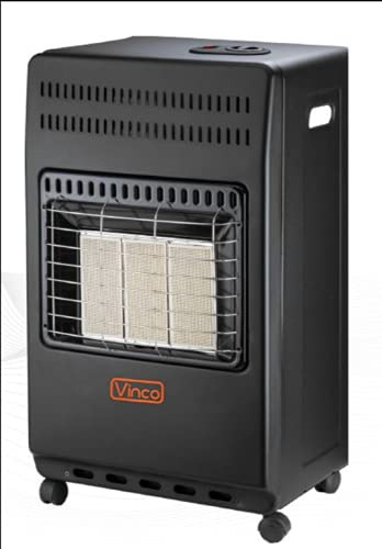 Stufa a gas propano/butano/GPL Vinco made in Turkey – fino a 4200W – 3 selezioni di potenza – raggi infrarossi – Sicur. spegn. fiamma – sicurezza antiribaltamento – colore nero – con ruote