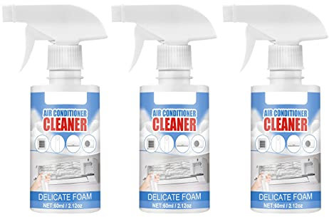 Spray Mousse Nettoyant pour Climatiseur, Vaporisateur de Mousse de Bobine de Climatiseur, Multifonctionnel Vaporisateur de Climatiseur Bobine Moussant Nettoyant Détergent Robuste, 60ml