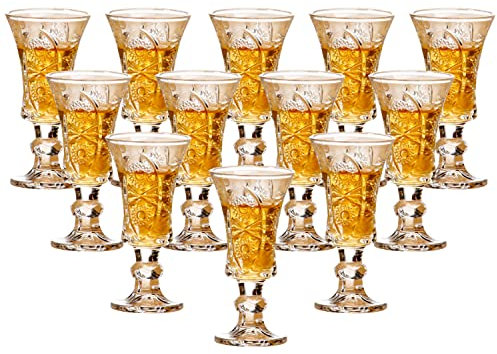 Runde 37 ml Likörgläser, bleifreie Sherrygläser, klare Schnapsgläser mit schwerem Boden, 12 Stück