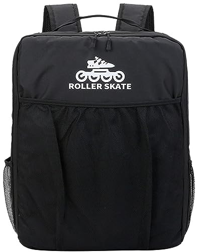 DJFOG Kinder-Schlittschuh-Tasche, Rollschuh-Tasche, Rollschuh-Rucksack, Schlittschuh-Inline-Skate-Aufbewahrungstasche, professionelle Rollschuh-Umhängetasche,Schwarz,S