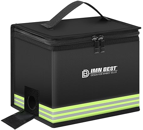 ImnBest Lipo Safe Bag feuerfeste, explosionsgeschützte Tasche Großraum, feuerfester Tresor,Lipo-Akku-Aufbewahrungsbox Schutztresortasche zum Laden und Aufbewahren mit robustem Griff und Netztasche (B)