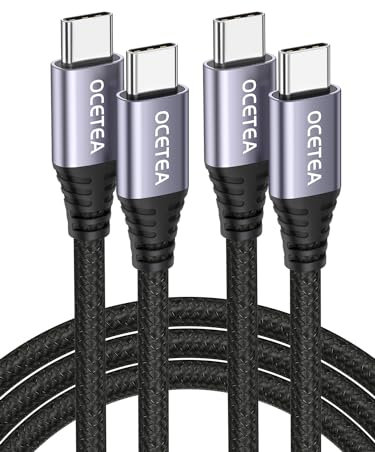 Ocetea USB C auf USB C Kabel [2Stück 2M], 60W USB C Ladekabel 20V/3A USB C PD Schnellladekabel Kompatibel mit iPhone 16 15 Pro Max, MacBook Pro Air, iPad Pro Air, Galaxy S24 S23, Pixel