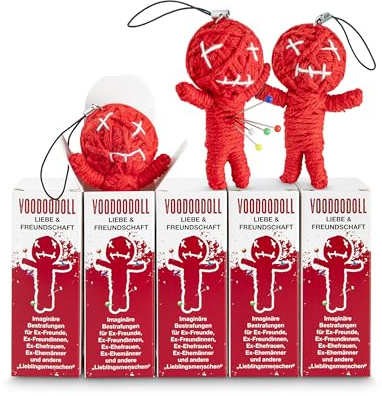 Voodoo Puppe Liebe & Freundschaft 5er-Pack Voodoo Doll Imaginäre Bestrafungen für Ex-Freunde/-Freundinnen, schlechte Freunde und weitere „Lieblingsmenschen“ Geschenk im Karton 5 x PRYM Stecknadel