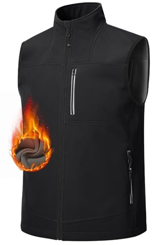 MoFiz Men's Lightweight Softshell Outwear Vest, Windproof Sleeveless Jacket for Running, Hiking, Cycling, Walking Black XXX-Large