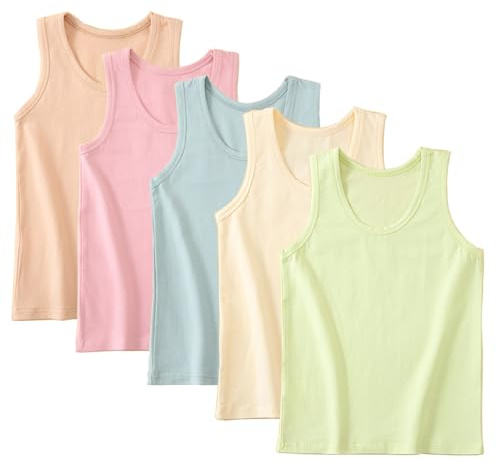 Yintry Lote de 5 Camisetas sin Mangas para niñas Camisetas Interiores Suaves y Lisas para niñas pequeñas