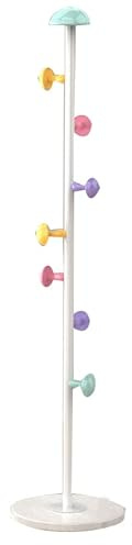 Tyenaza Perchero de Pie, Forma de Hongo Hierro Forjado Independiente Perchero, Perchero de Pie Extraíble con 7 Ganchos, Perchero de Metal para Niños, para Dormitorio, Sala de Estar(Blanco-167cm)