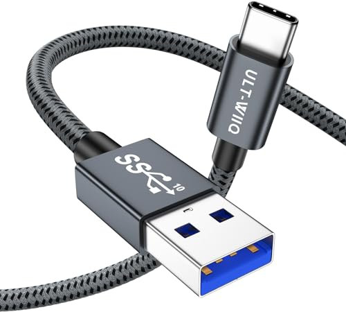 ULT-WIIQ Cable USB C Carga Rápida QC 3.0 AFC 10Gbps Alta Velocidad Transferencia de Datos Tipo C 50 CM Cargador para iPhone 15 y Más Smartphones