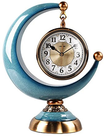 LUOYAOB Vintage Kaminuhr Retro kleine Uhr, Keramik Decor Schreibtischuhr, Klassische Tischplatte