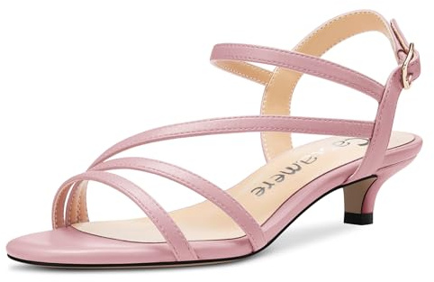 Castamere Donna Aperte sulla Punta Basso Gattini Tacco Heel Cinturino alla Caviglia Sandali Fibbia Dress Ufficio Casual Scarpe 3.5 CM Heels Rosa 43 EU
