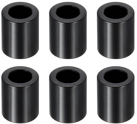 PATIKIL M6 Aluminium Abstandshalter 6 Stück Metall Distanzhülsen 6.2 mm ID x 10 mm OD x 12 mm L Unterlegscheiben Ohne Innengewinde Spacer für 1/4 oder M6 Schrauben Bolzen Schwarz