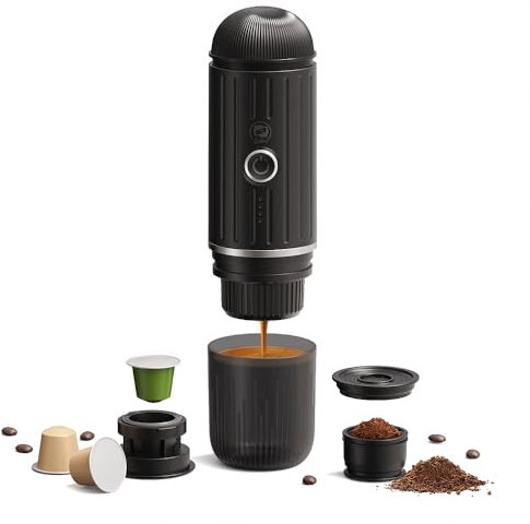 BENFUCHEN Portable Espresso Machine For Travel, USB-C Charging, Self-Heating Electric Espresso Maker, 19 Bar Mini Coffee Maker On the Go For Camping & Hiking For Ground Coffee & NESPRESSOpods (Black)