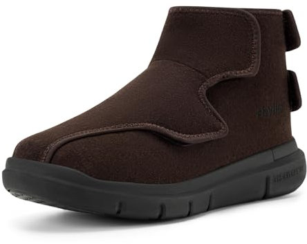 FitVille Winterschuhe Herren Extra Weit Winterstiefel mit Klettverschluss Warme Herrenstiefel Gefütterte Winterboots Senioren Hausschuhe Bequeme Pflegeschuhe Outdoor Winter Shoes Braun EU 43 Weit