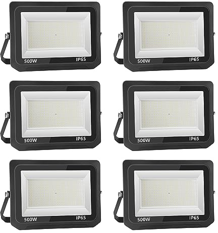 Probapro 500W Focos LED Exterior 6000K Blanco Frío 6 Pcs | 50000LM IP65 Impermeable, Foco Exterior Seguridad con Alta Luminosidad para Jardín, Patio, Garaje, Terraza