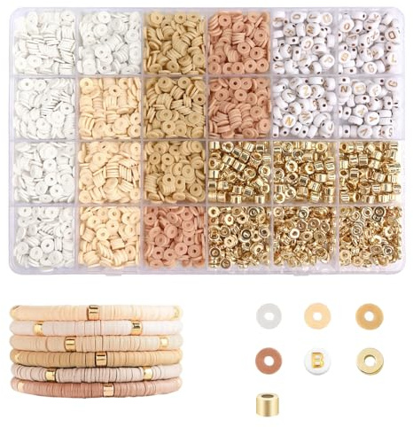 XOKL 2064 Stück Tonperlen für Armbandbausatz, Freundschaftsarmband-Sets 6 mm Tonperlen Armbandbausatz Glasperlen Armbandbausatz Perlen für Schmuckherstellung DIY-Halsketten Armband