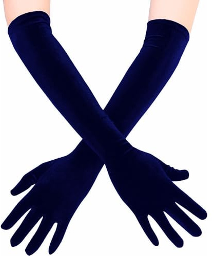 Blausky 1 Paar Handschuhe,Damen Abendhandschuhe,Samt Handschuhe,Lange Samthandschuhe,Hochzeitshandschuhe,Wärme Gloves,Ellenbogen Handschuh,für Party Halloween Karneval,9 x 53 cm,Königsblau