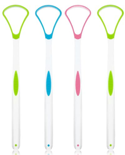 Raschietto per lingua per adulti e bambini, senza BPA, spazzole per l'igiene orale sane, aiuta a combattere l'alito cattivo