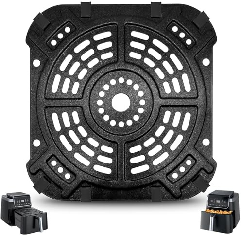GCQ Air Fryer Accessories for Ninja AF180UK AF180UKCP AF170UK Air Fryer Pro XL 6-in-1 6.2L, 21.5 x 21.5CM Air Fryer Grill Pan Grill Plate Crisper Plate Replacement Parts Tray with Rubber Bumpers
