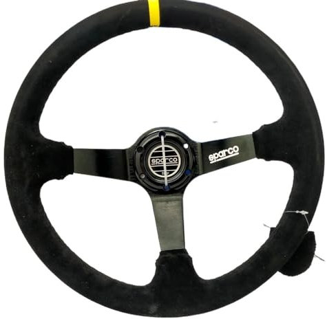 Sportlenkrad Universal-Rennlenkrad, Auto-Lenkrad aus Wildleder Holzlenkrad(White Letter)